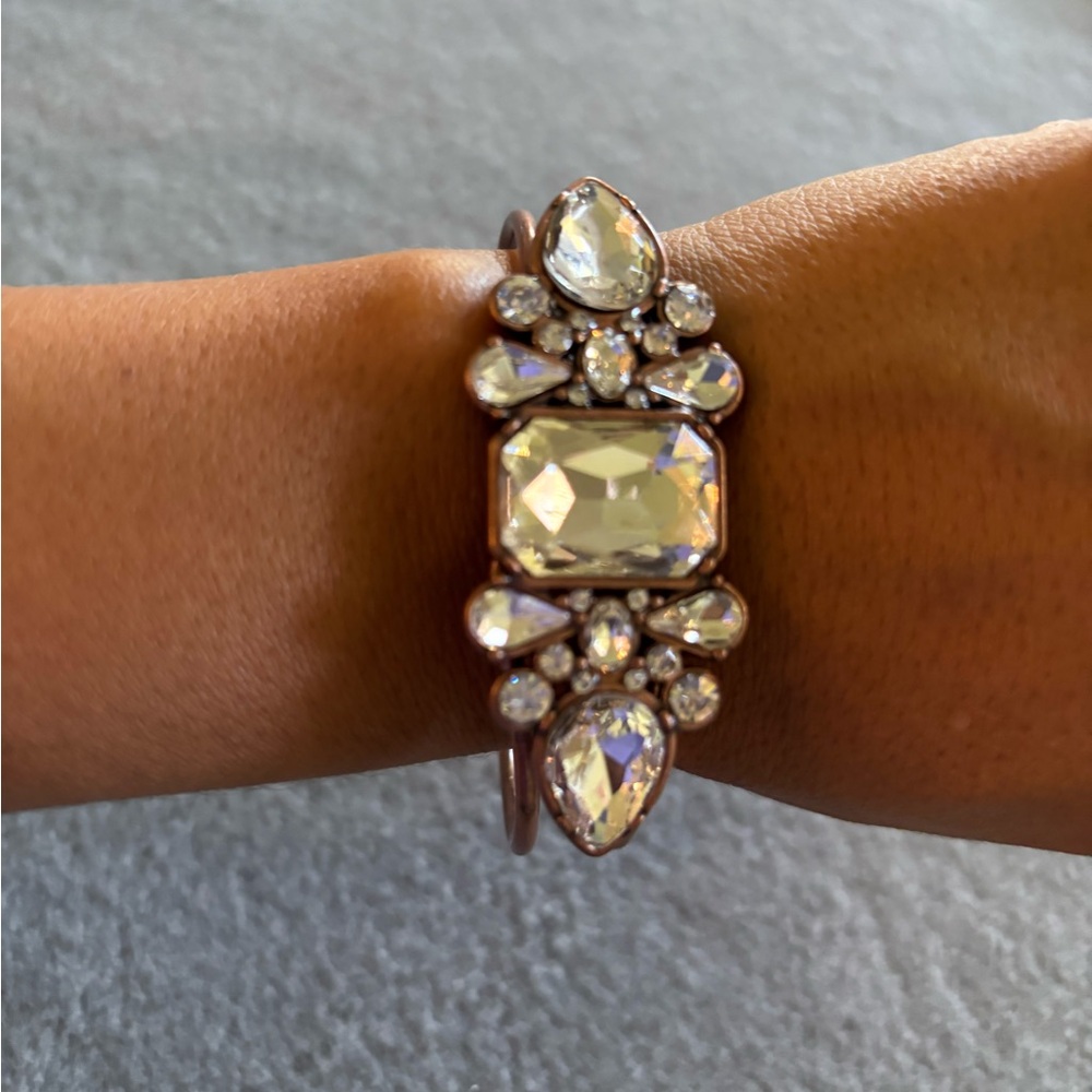 paparazzi Clear Crystal Cluster Bracelet with Rose-Tone Metal